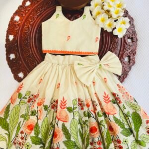 CORA COTTON ORANGE FLOWER EMBROIDERY SKIRT AND TOP