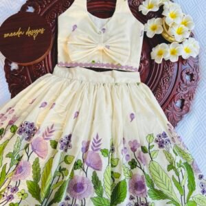 CORA COTTON EMBROIDERY LAVENDER COLOUR SKIRT&TOP