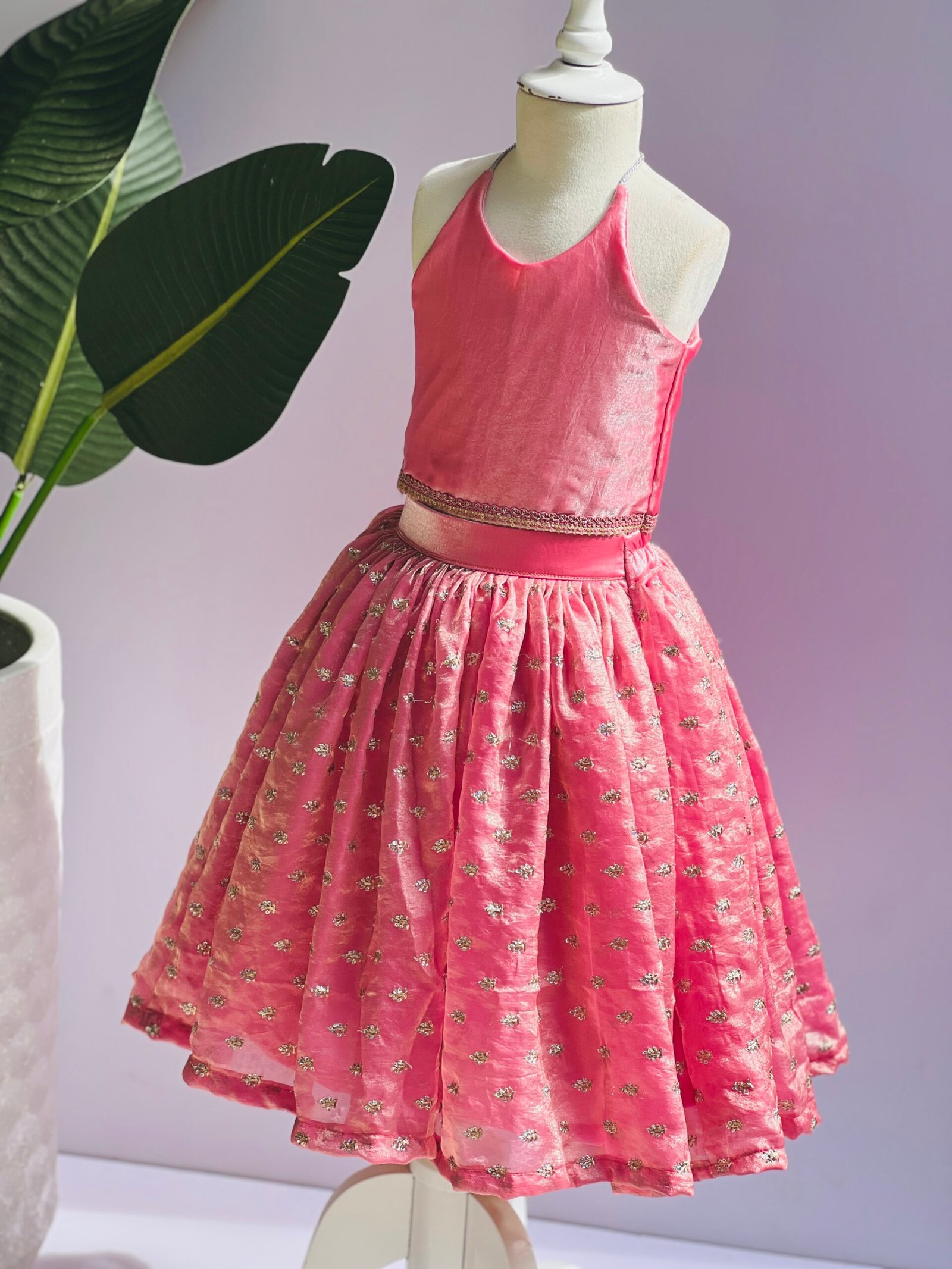 FENTI SILK SKIRT AND CROP TOP ONION PINK COLOUR - Image 3