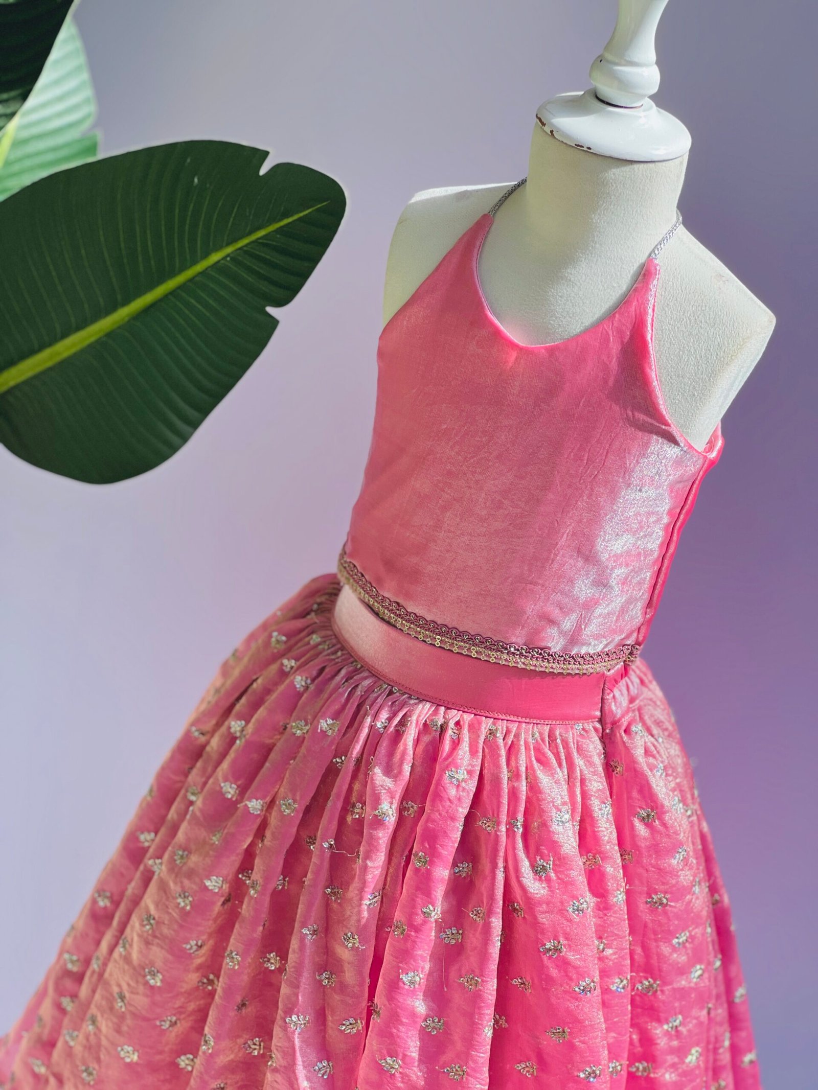 FENTI SILK SKIRT AND CROP TOP ONION PINK COLOUR - Image 2