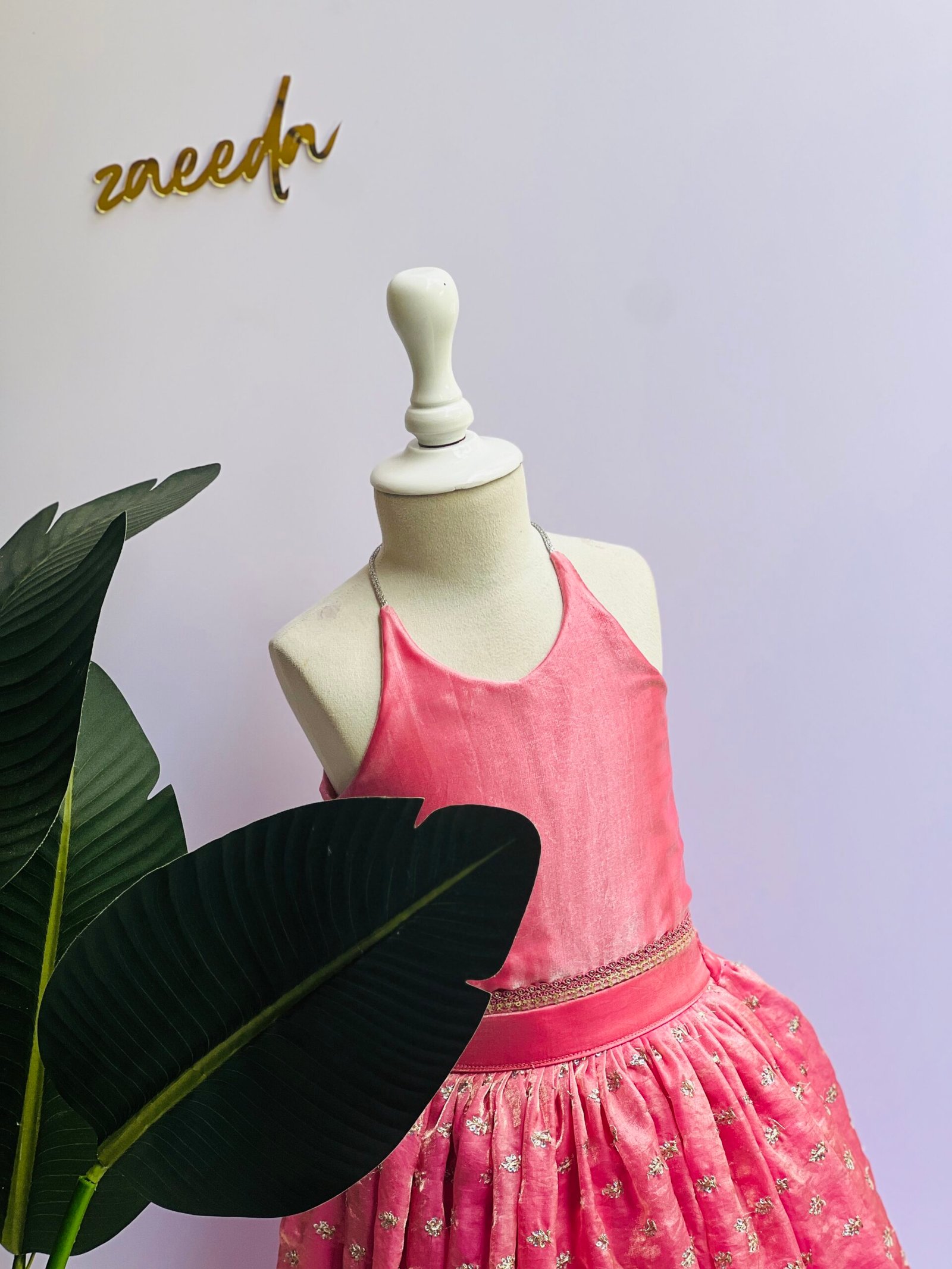 FENTI SILK SKIRT AND CROP TOP ONION PINK COLOUR - Image 4