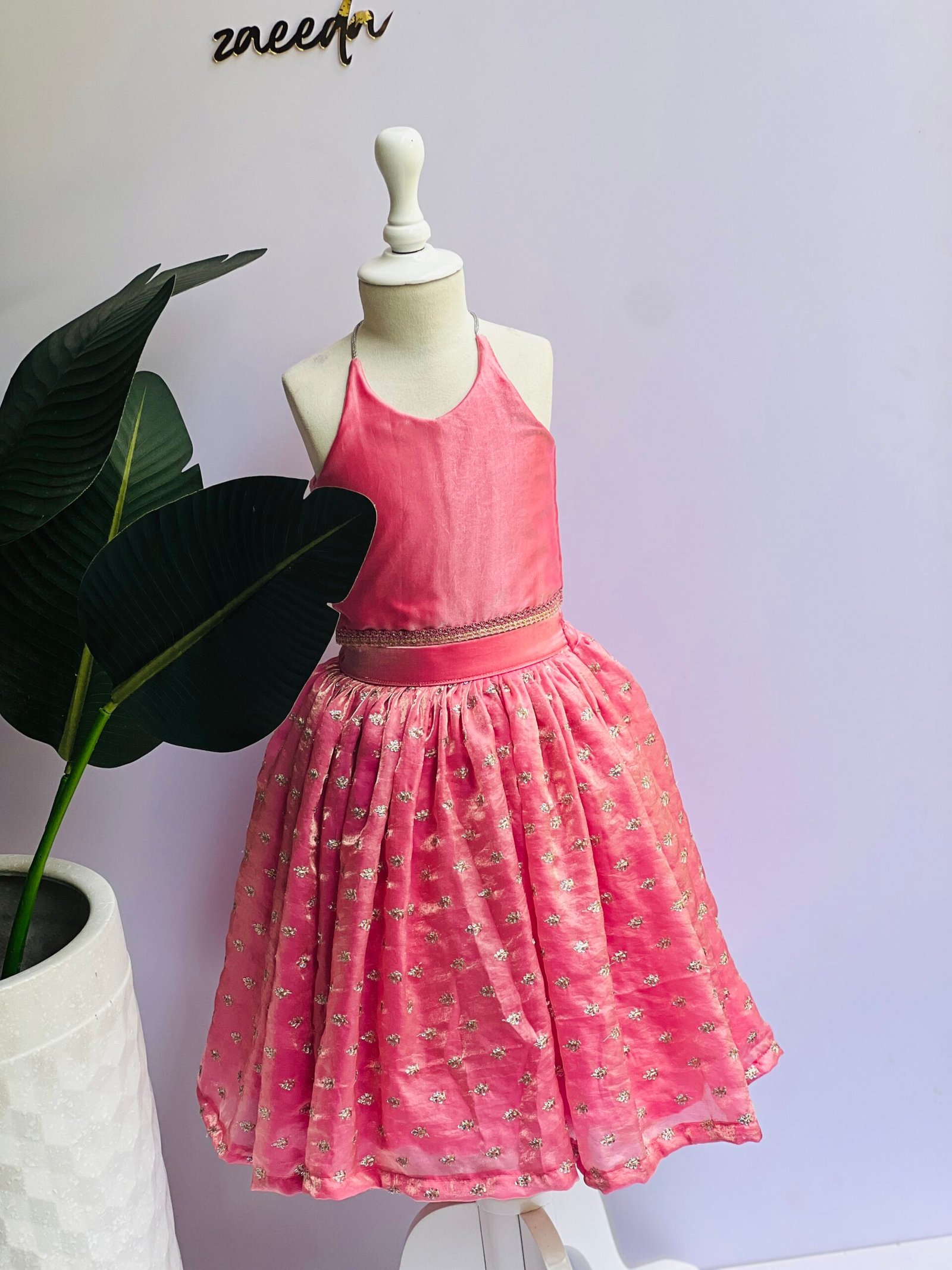 FENTI SILK SKIRT AND CROP TOP ONION PINK COLOUR