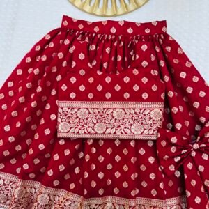 CHANDERI SILK RED COLOUR SKIRT AND TOP