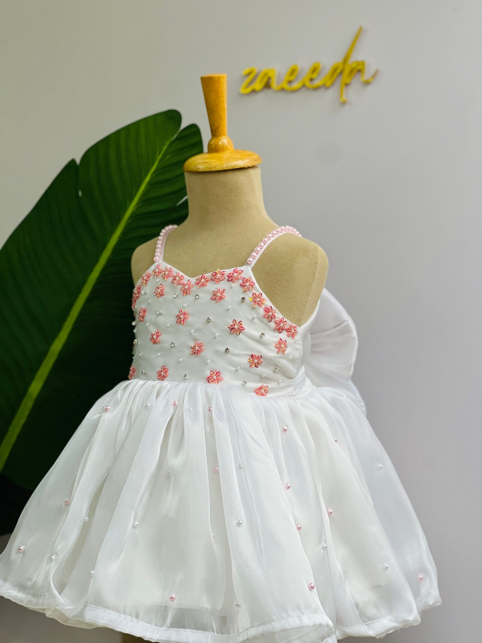 GLASS ORGANZA WHITE HAND EMBROIDERY FROCK - Image 6