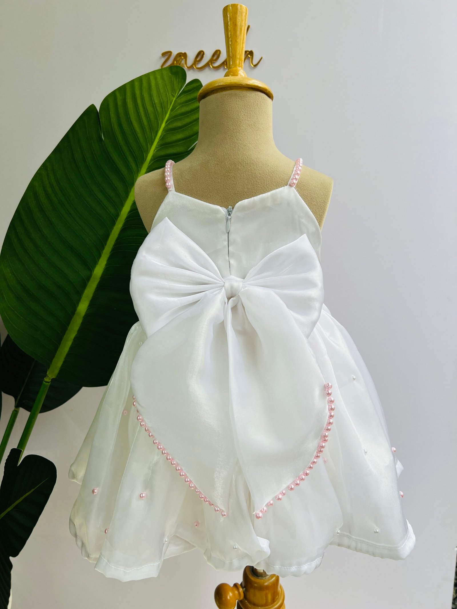 GLASS ORGANZA WHITE HAND EMBROIDERY FROCK - Image 4