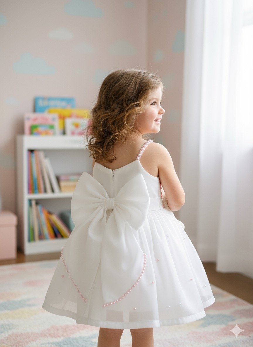 GLASS ORGANZA WHITE HAND EMBROIDERY FROCK - Image 2