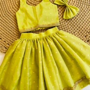 TISSU SILK LACE WORK SKIRT AND TOP PISTHA GREEN