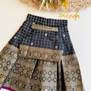 SILK BLACK AND ROYAL BLUE PATTUPAVADA COLLECTION