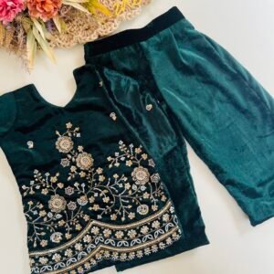 VELVET HAND WORK SALWAR TOP WITH PANT