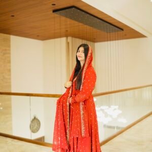 RUST ORANGE ANARKALI PARTY WEAR SETS