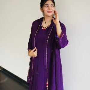 CRAPE SILK PURPLE 3 PANAL ANARKALI