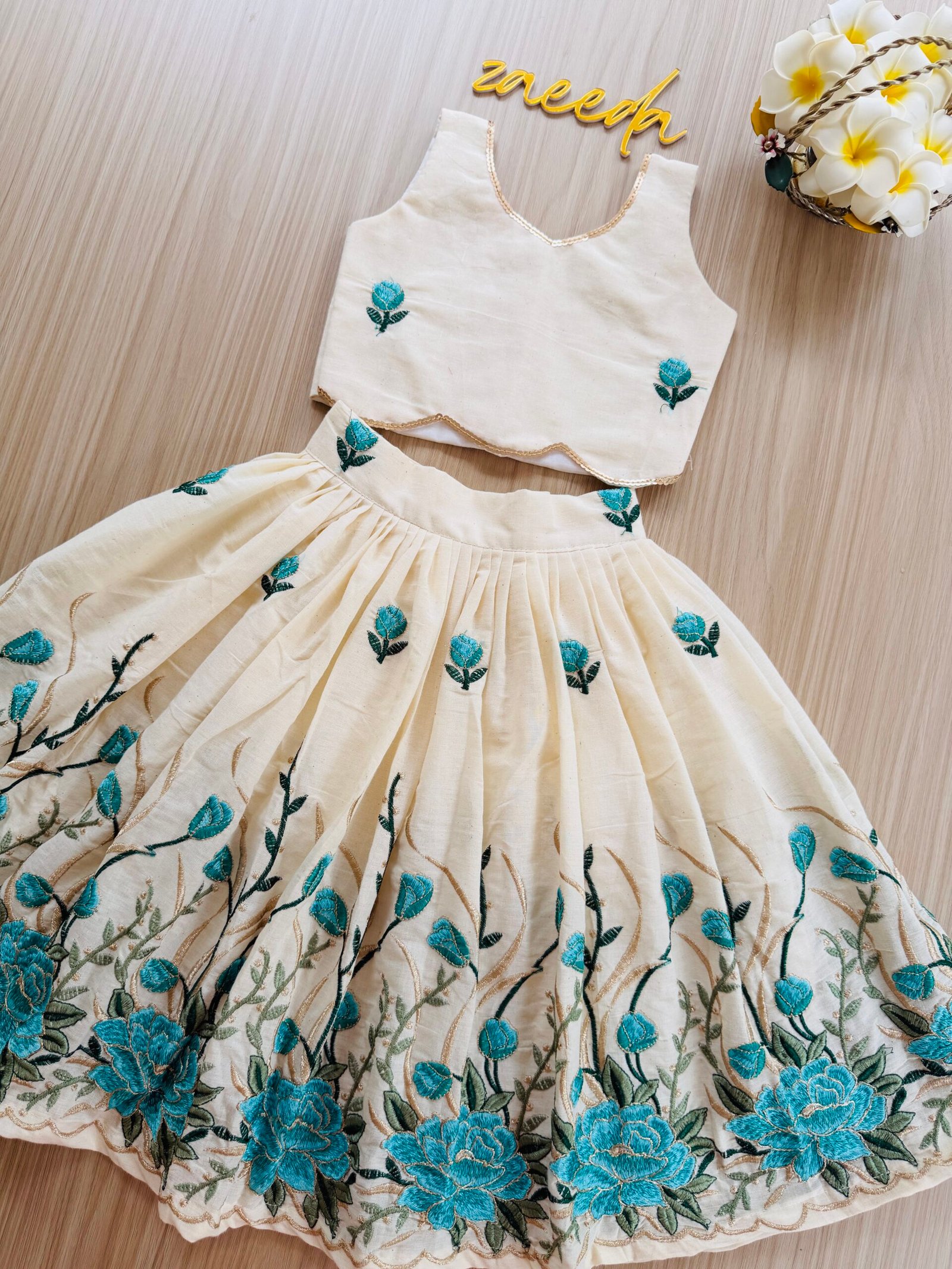 CORA COTTON EMBROIDERY SKIRT&CROP TOP - Image 4