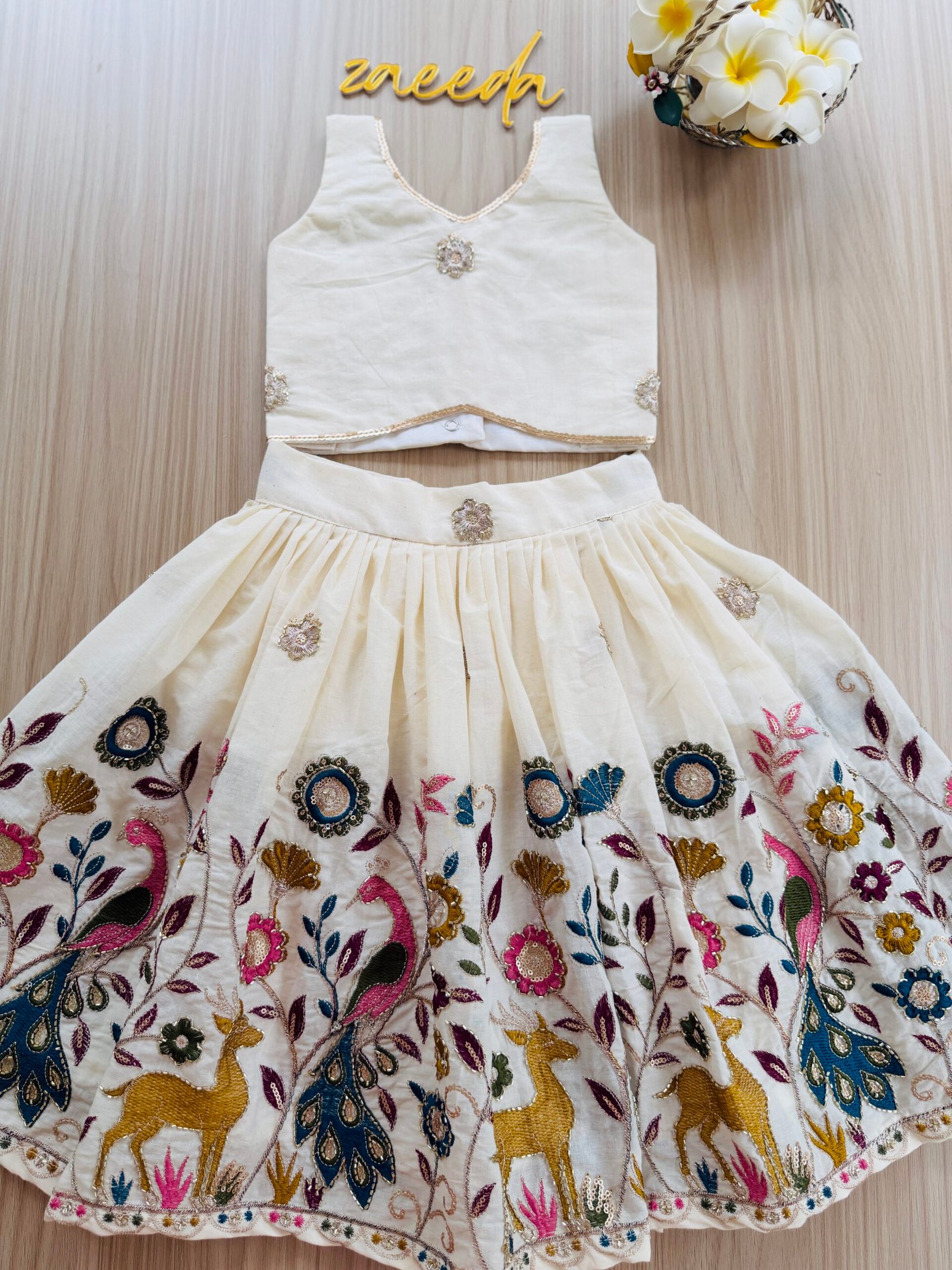 CORA COTTON EMBROIDERY SKIRT&CROP TOP