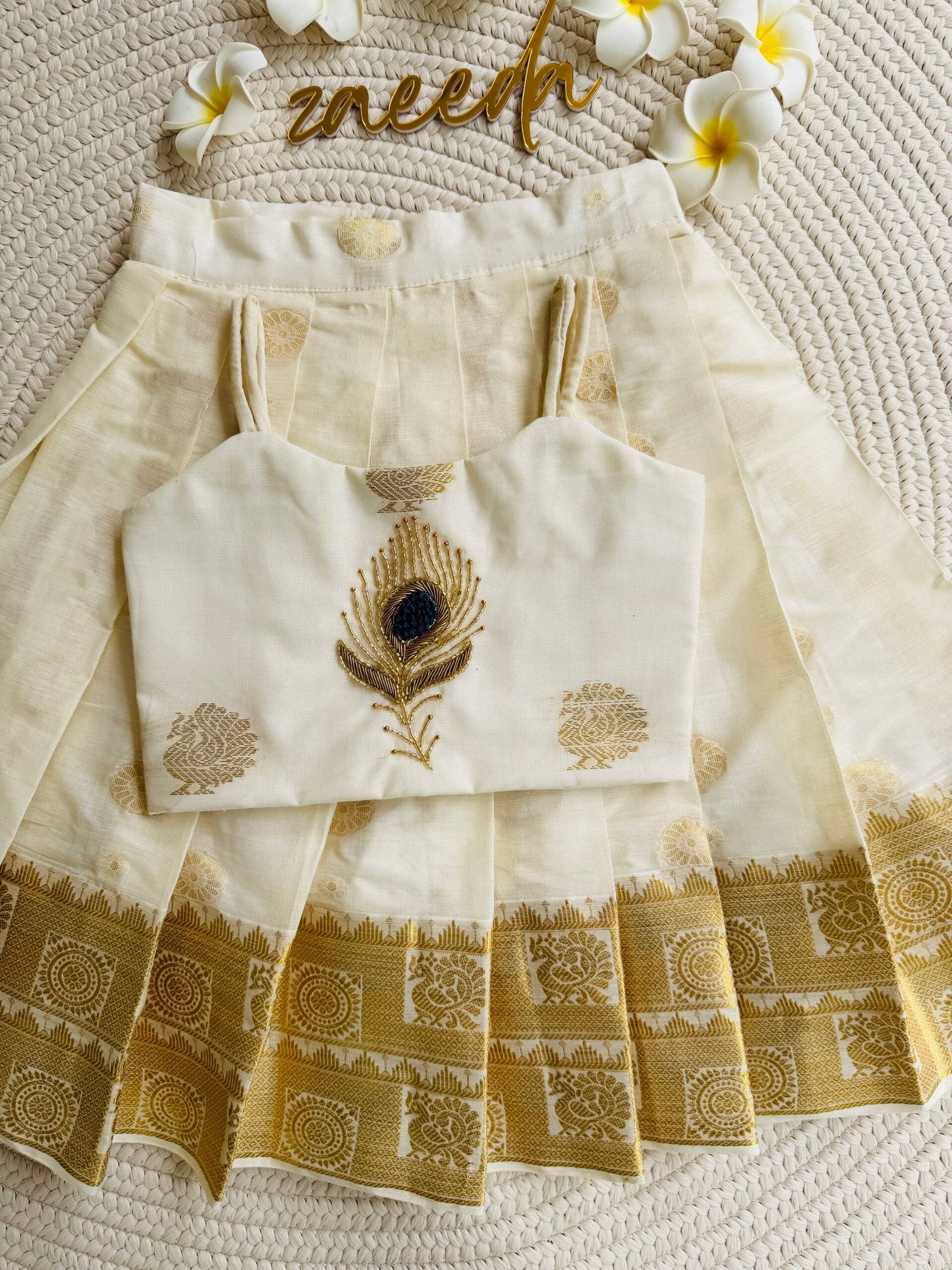COTTON KASAVE MAYIL PEELI PATTUPAVADA