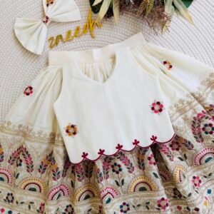 SEM CORA COTTON EMBROIDERY PEACOCK & FLOWER DESIGN SKIRT & TOP